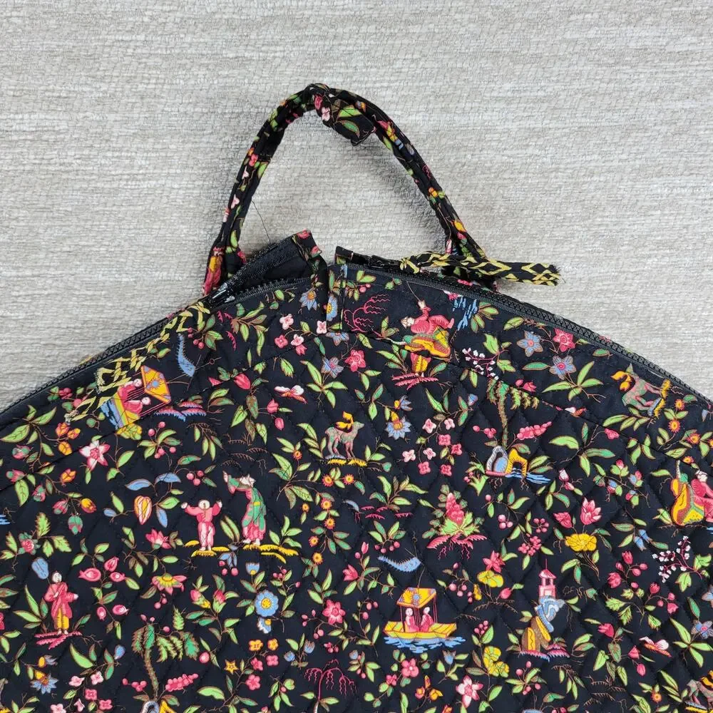 Vera Bradley Ming Garment Bag Black Quilted Floral Asian Travel Luggage Carry On